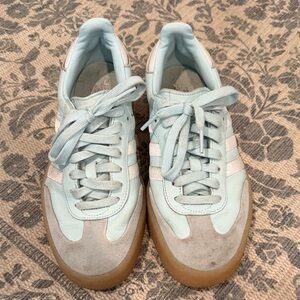 Adidas Light Blue and Beige Sneakers with Gum Sole